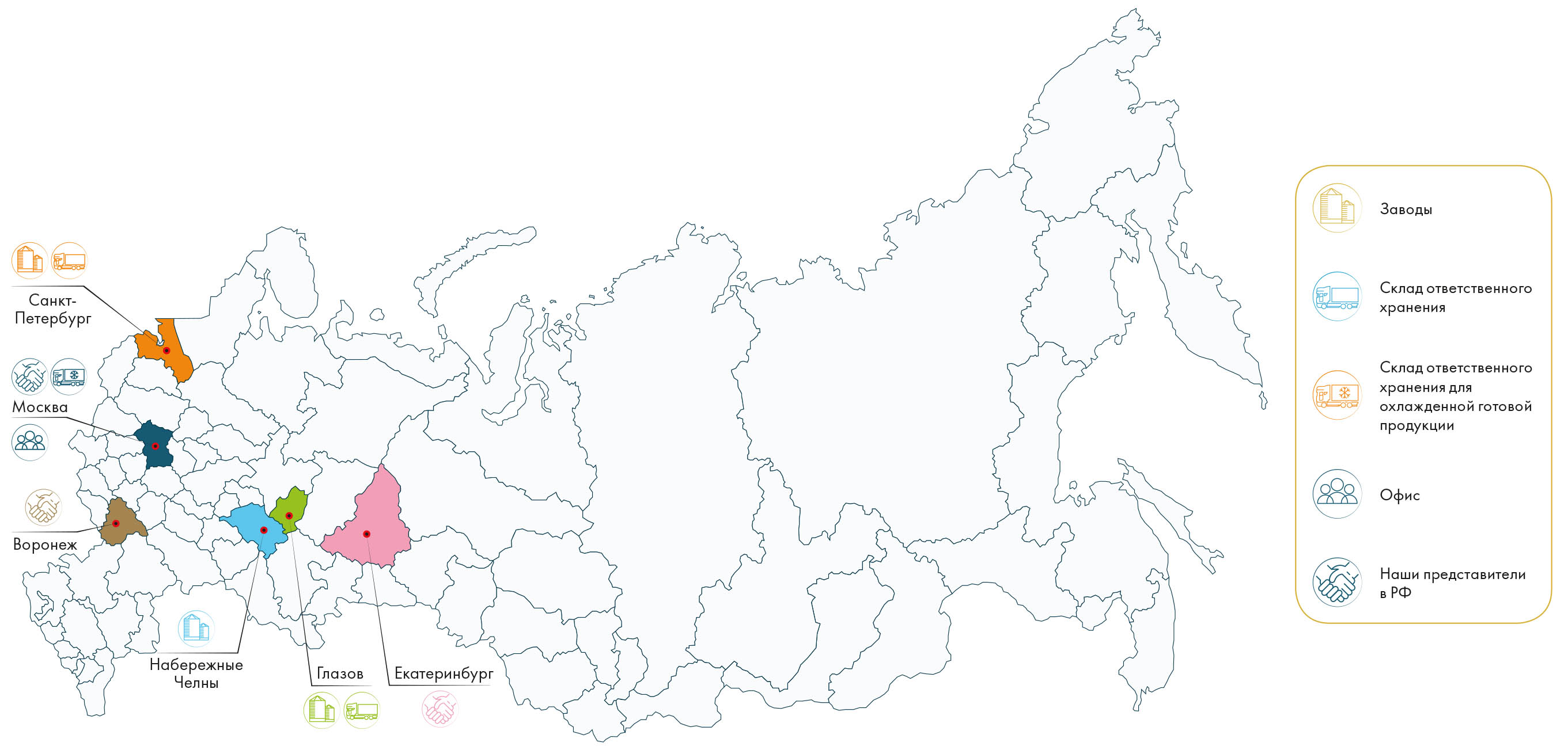 Карта присутствия Cooperl в России